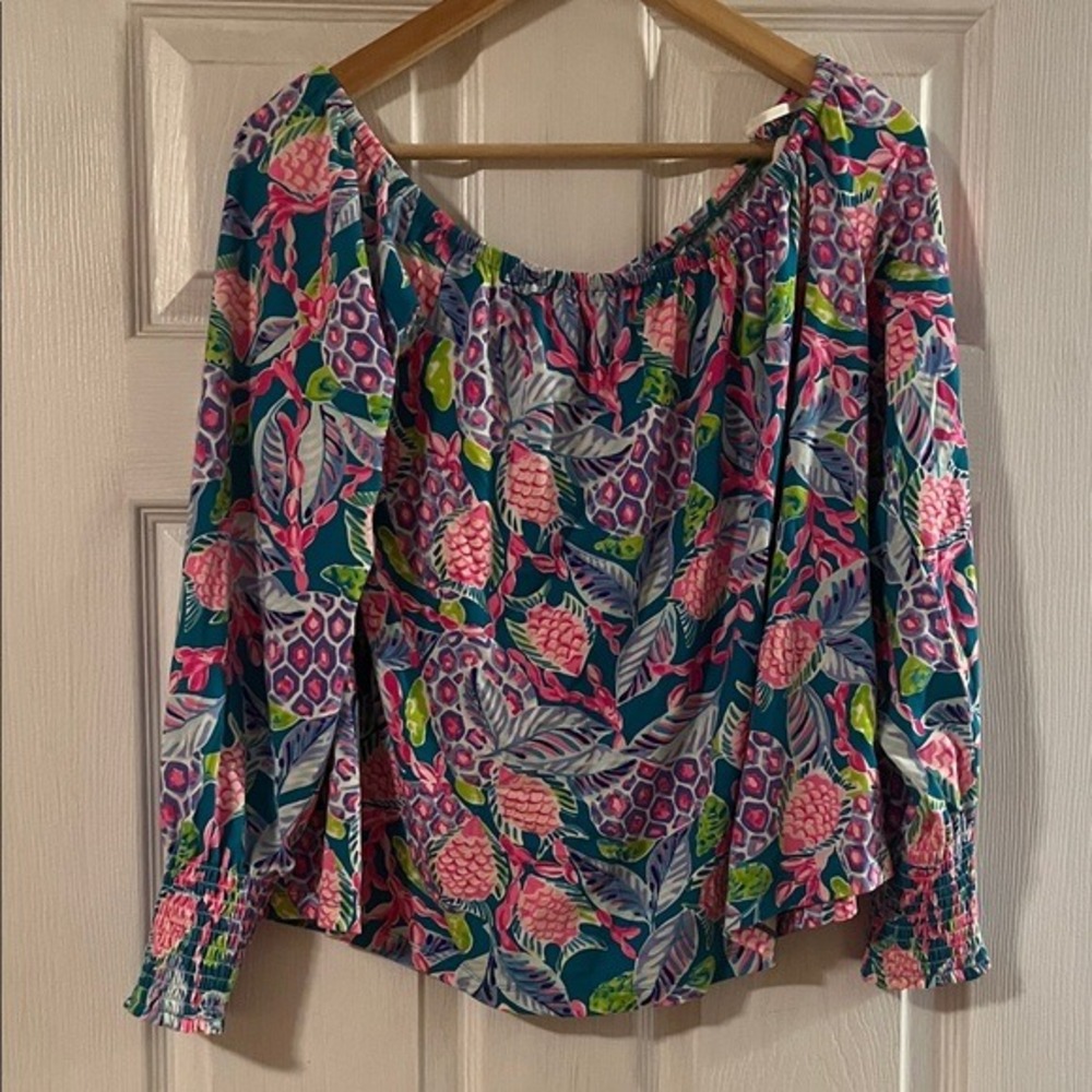 Lilly Pulitzer Vibrant Floral Off-Shoulder Blouse - Picture 3 of 5